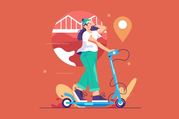 Elektrikli scooter kullanan kız.