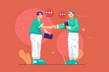 Yetişkinler sokakta el sıkışıyor.