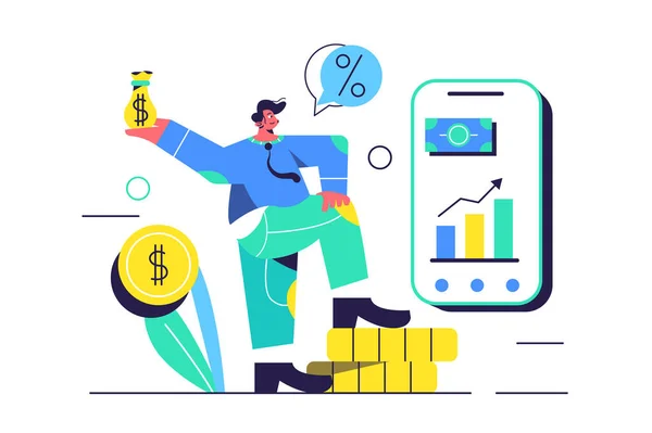 Genç adam mali işlerle meşgul.