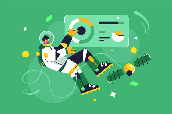 Astronot yer çekimsiz havada uçuyor.