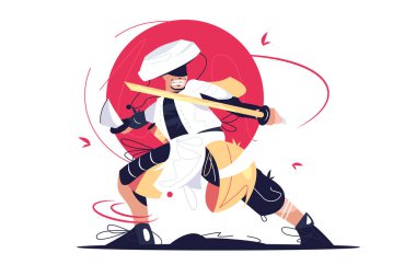 Eğitimli Japon samuray askeri.