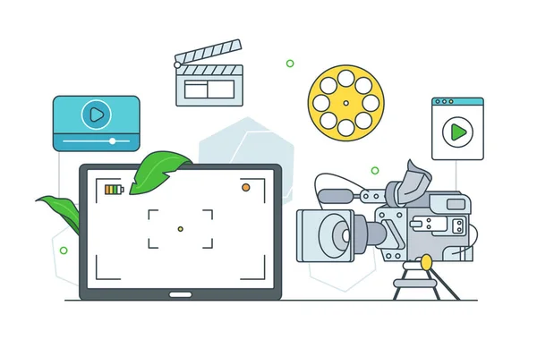 Video production and filmmaking process — Stock Vector