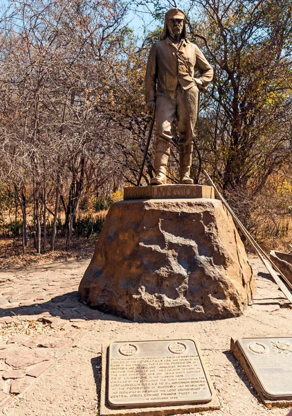 Posąg Słynnego Odkrywcy Stronie Zimbabwe Victoria Falls — Zdjęcie stockowe