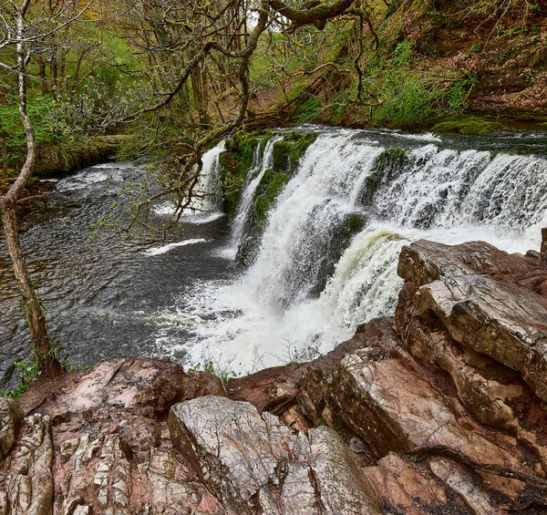 Водопад Sgwd Panwr Четырех Водопадах Ходьбы Южном Уэльсе — стоковое фото