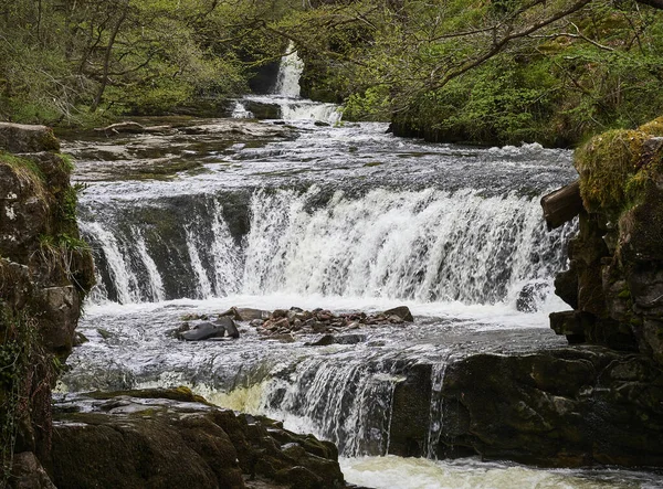 Cachoeira Sgwd Ddwli Isaf Caminho Pontneddfechan — Fotografia de Stock