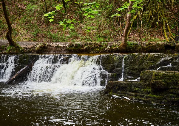 Torrente Che Scorre Veloce Alla Cascata Sgwd Gwladus Vicino Pontneddfechan — Foto Stock