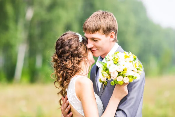 Appena sposati abbracciati — Foto Stock