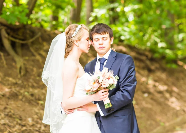 Ślub, piękny romantyczny narzeczeni Ogarnięcie — Zdjęcie stockowe