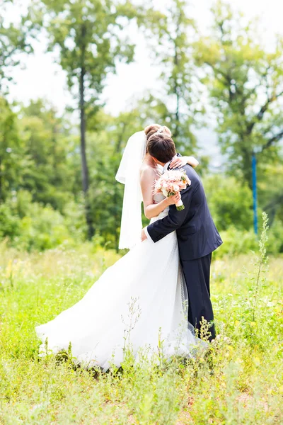Ślub, piękny romantyczny narzeczeni Ogarnięcie — Zdjęcie stockowe