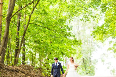 mutlu gelin ve Damat Düğün günü üzerinde bir park