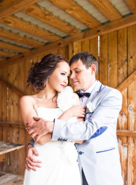 Genç çift, damat ve gelinin poz düğün portre