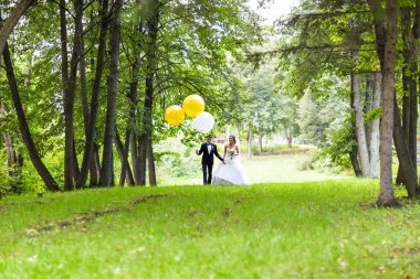 damat ve gelin Balonlu açık havada
