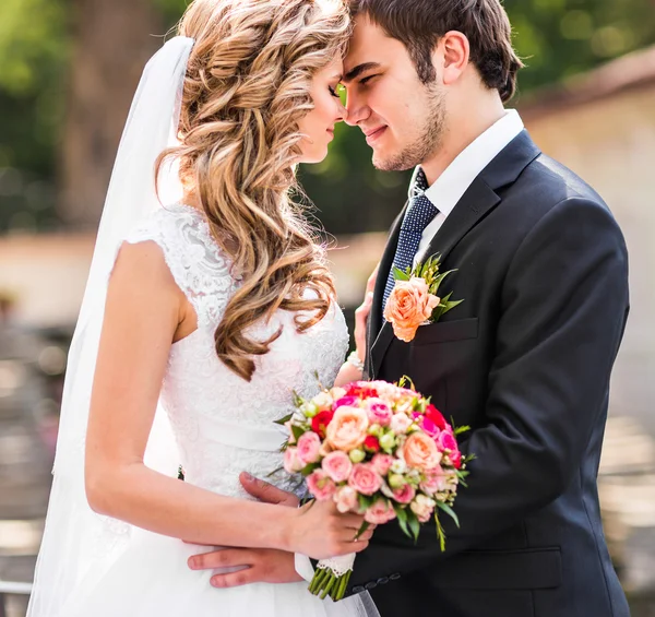 Just married couple embraced — Stock Photo, Image