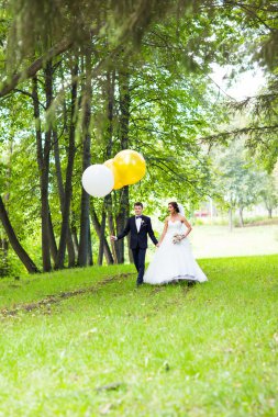 damat ve gelin Balonlu açık havada