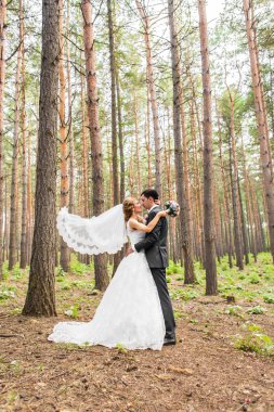 Gelin ve damat onların düğün açık havada üzerinde romantik bir an olması