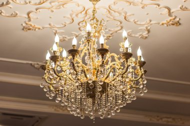 beautiful crystal chandelier in a room clipart