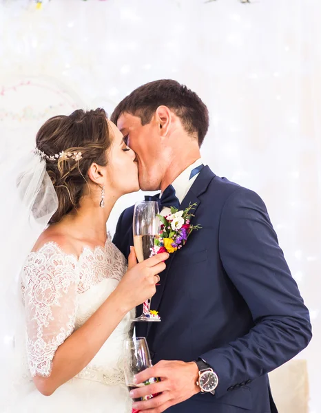 Bacia la sposa e lo sposo — Foto Stock