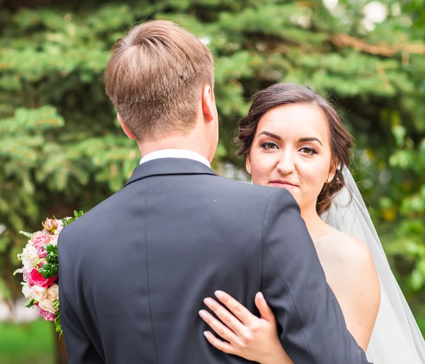 Gelin ve damat bir romantik an açık havada üzerinde
