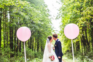 Gelin ve damat onların düğün günü açık havada