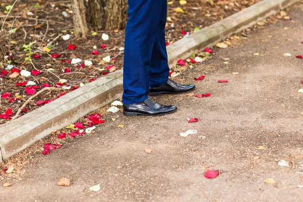 Detailní pohled na mans kožené boty. — Stock fotografie