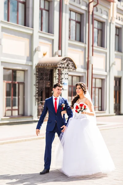 Gelin ve damat onların düğün günü açık havada — Stok fotoğraf