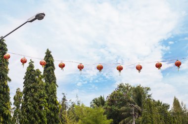 Festival Çin kırmızı fener süslemeleri