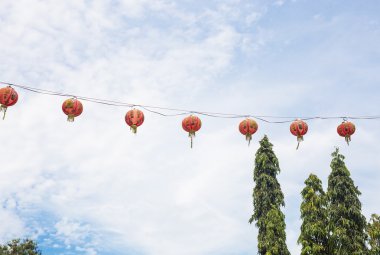 Festival Çin kırmızı fener süslemeleri