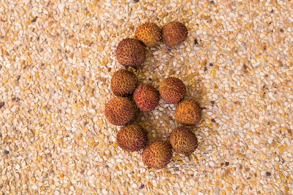 The number six 6 made out of fruit lichee — Stock Photo, Image