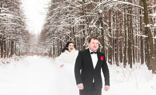 Jeune couple s'amusant dans le parc pendant les vacances d'hiver — Photo