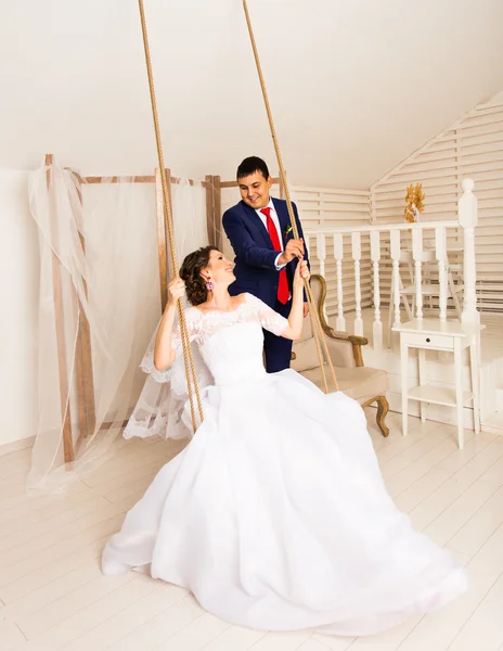 Bruden och brudgummen bröllop par — Stockfoto