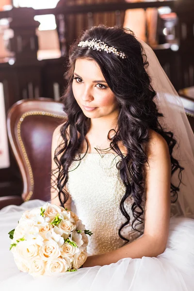 Portrait of a bride with wedding makeup Stock Image