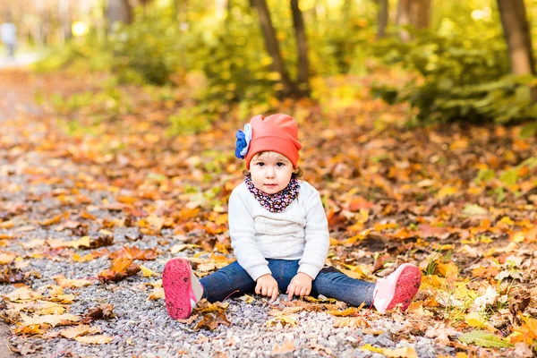 Linda niña en el bosque de otoño —  Fotos de Stock