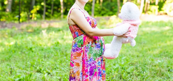 Pregnant woman on a meadow — Stock Photo, Image