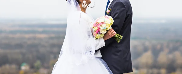 Wedding couple in park — Stock Photo, Image