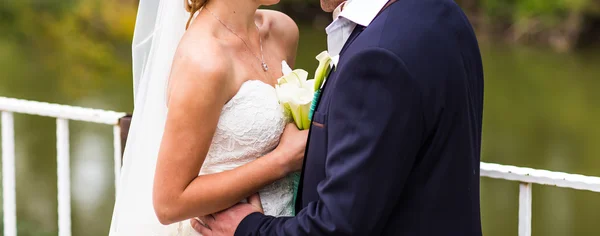 Wedding couple in park — Stock Photo, Image