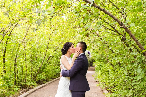 Нареченої і нареченого на весілля день ходити на відкритому повітрі на осінній природи. — стокове фото
