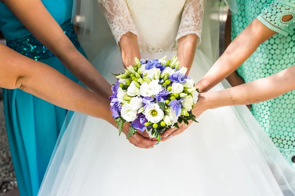 Bruid en bruidsmeisjes — Stockfoto