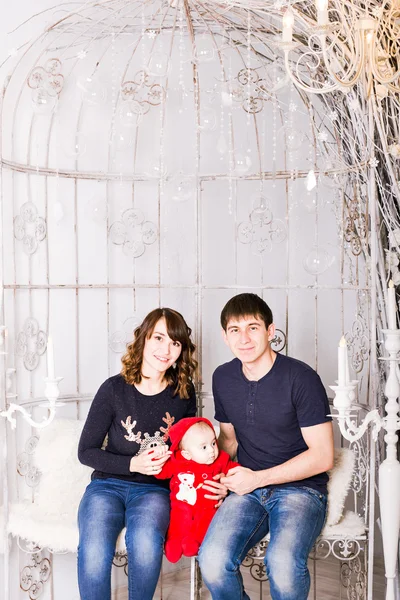 Retrato de família de Natal em casa — Fotografia de Stock