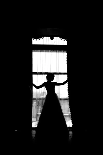Silhouette der Braut — Stockfoto