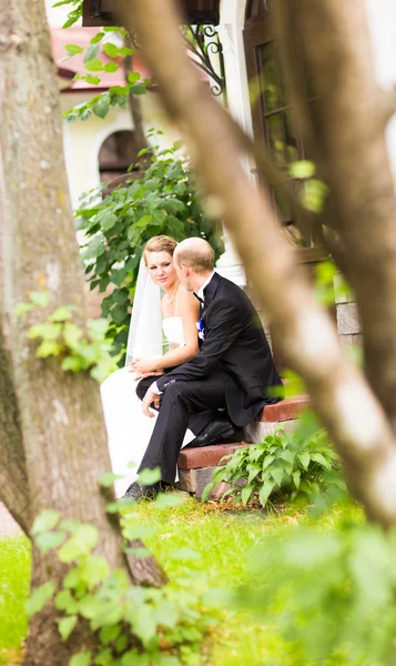 Noiva feliz e noivo em seu casamento — Fotografia de Stock