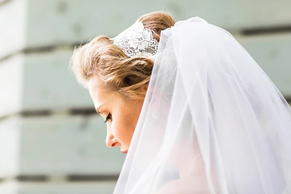 Mooie bruid met mode bruiloft hairstyle — Stockfoto