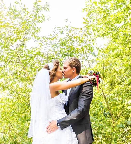 Casal de casamento na floresta — Fotografia de Stock