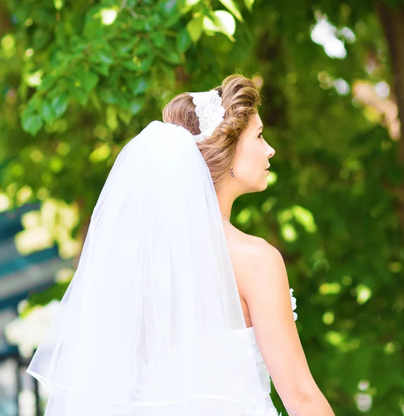 Portret van een mooie bruid in profiel — Stockfoto