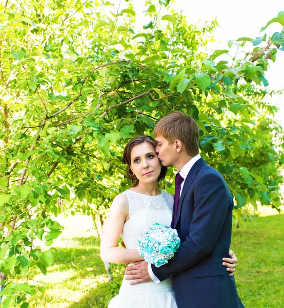 Glad brud och brudgum på deras bröllop — Stockfoto