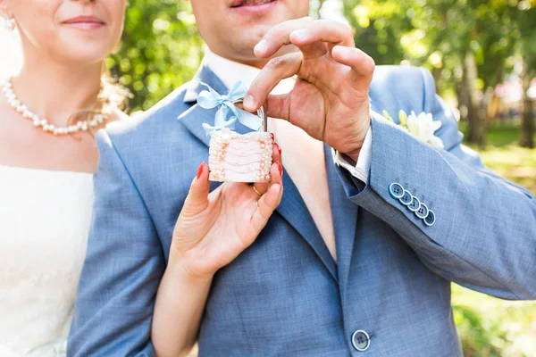 Låsa i händerna på nygifta — Stockfoto