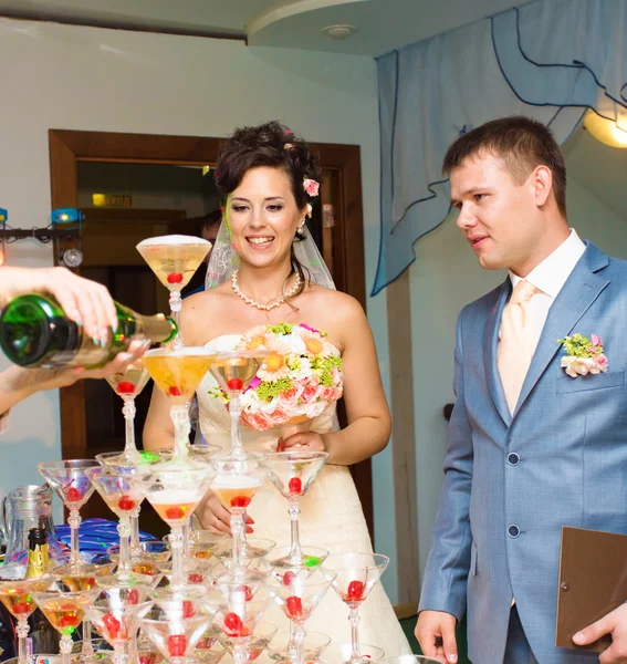 Champagne glass pyramid — Stock Photo, Image