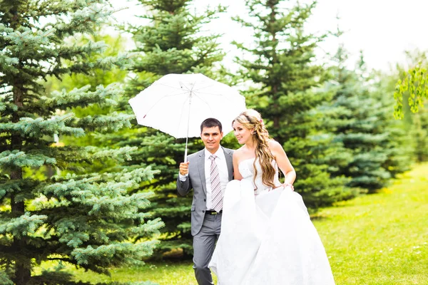 Happy bride and groom on their wedding — Stock Photo, Image