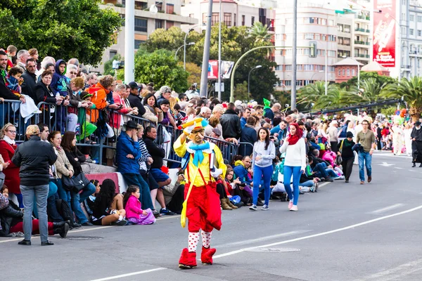 TENERIFE, ESPAÑA - MAR 4: En el famoso Carnaval de Santa Cruz de Tenerife, personajes y grupos al ritmo de la percusión. 4 de marzo de 2014, Tenerife, Islas Canarias, España . — Foto de Stock