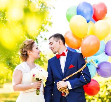 mutlu gelin ve damat balonları