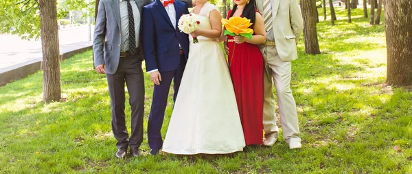 Los novios con los invitados — Foto de Stock